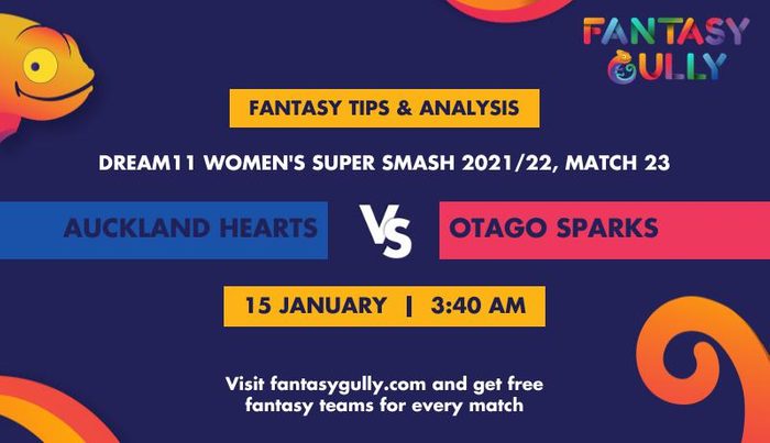 Auckland Hearts vs Otago Sparks, Match 23