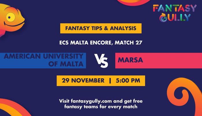 American University of Malta vs Marsa, Match 27