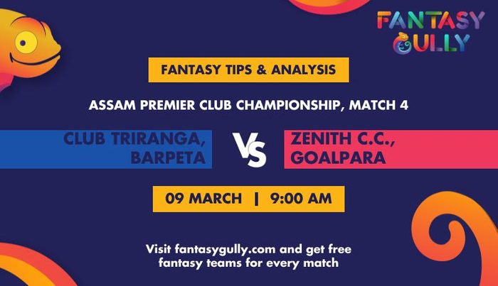 Club Triranga, Barpeta vs Zenith C.C., Goalpara, Match 4