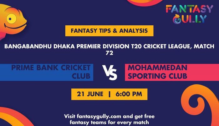 Prime Bank Cricket Club vs Mohammedan Sporting Club, Match 72