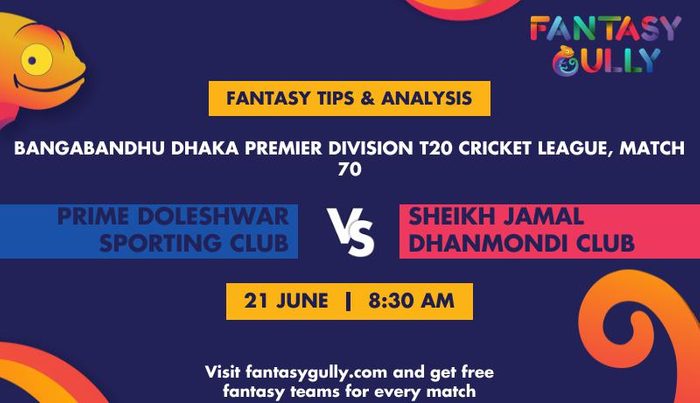 Prime Doleshwar Sporting Club vs Sheikh Jamal Dhanmondi Club, Match 70