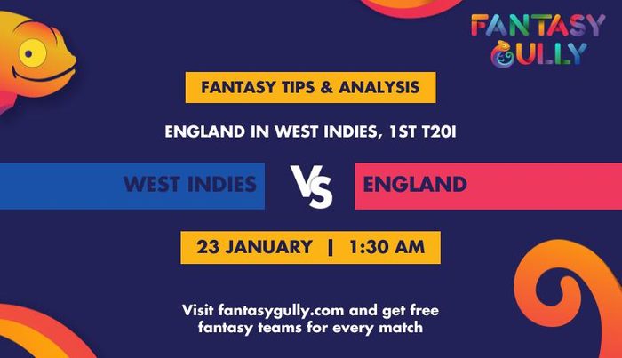 West Indies vs England, 1st T20I
