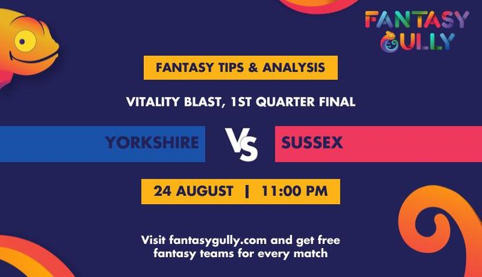 Yorkshire vs Sussex, 1st Quarter Final