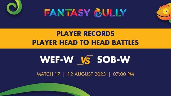 WEF-W vs SOB-W player battle, player records and player head to head records for Match 17, The Hundred Women 2023