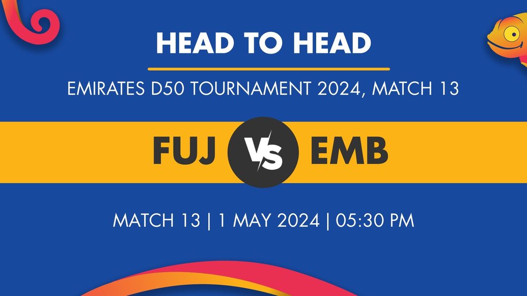 FUJ vs EMB Player Stats for Match 13, FUJ vs EMB Prediction Who Will Win Today's Emirates D50 Tournament Match Between Fujairah and Emirates Blues