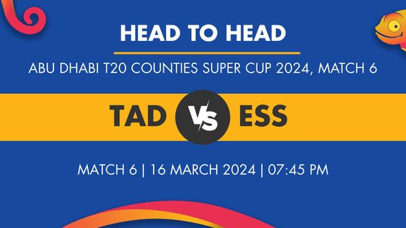 TAD vs ESS Player Stats for Match 6, TAD vs ESS Prediction Who Will Win Today's Abu Dhabi T20 Counties Super Cup Match Between Team Abu Dhabi and Essex