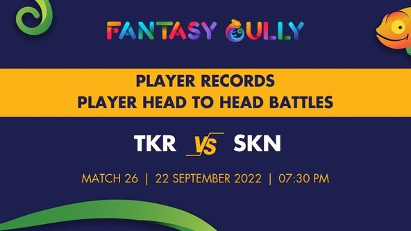 TKR vs SKN player battle, player records and player head to head records for Match 26, Caribbean Premier League 2022