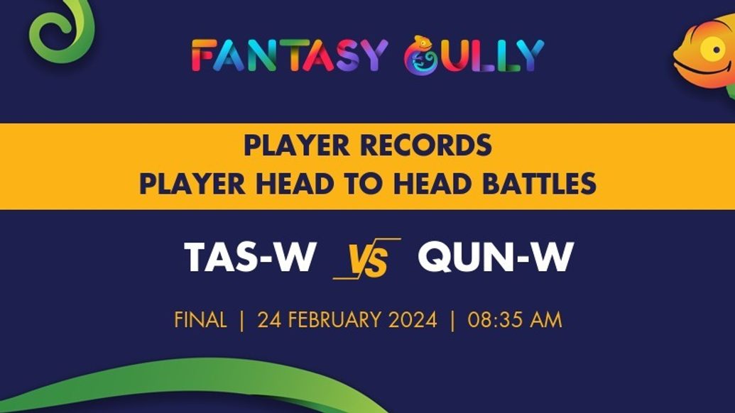 TAS-W vs QUN-W player battle, player records and player head to head records for Final, Women's National Cricket League 2023/24