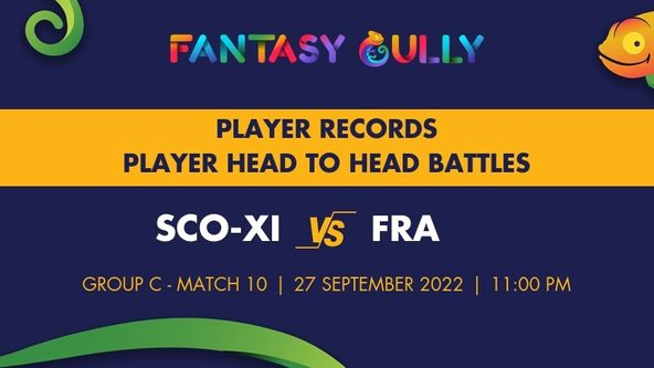 SCO-XI vs FRA player battle, player records and player head to head records for Group C - Match 10, European Championship 2022
