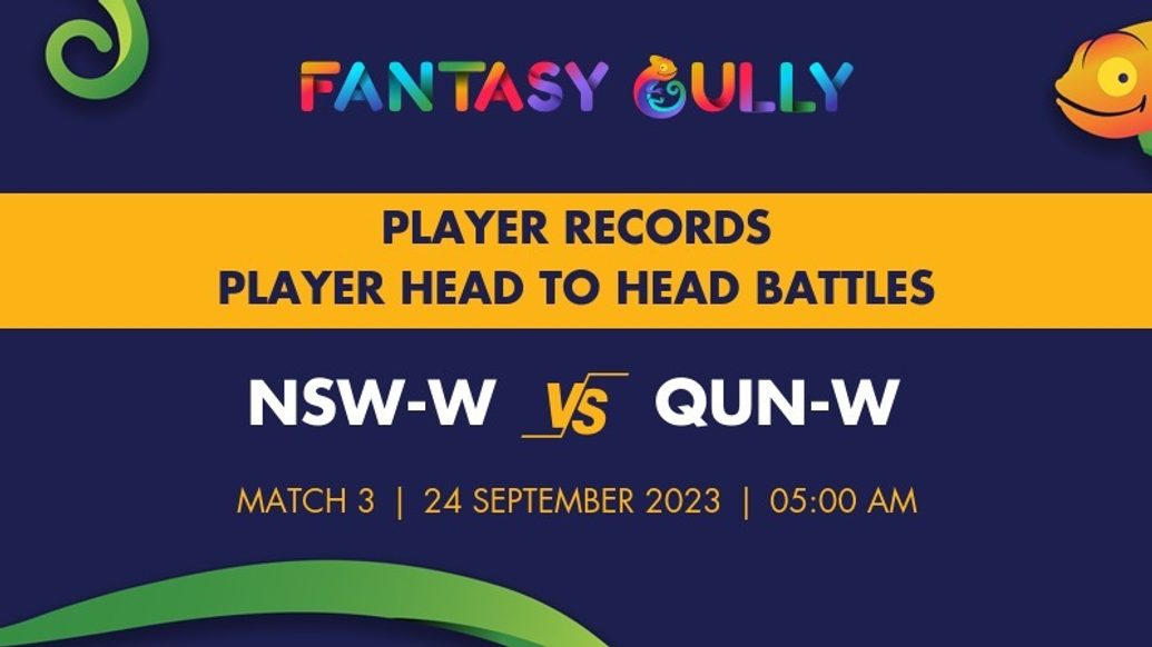 NSW-W vs QUN-W player battle, player records and player head to head records for Match 3, Women's National Cricket League 2023/24